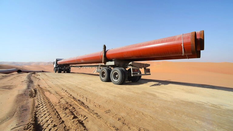 Shaybah Pipeline on a truck.