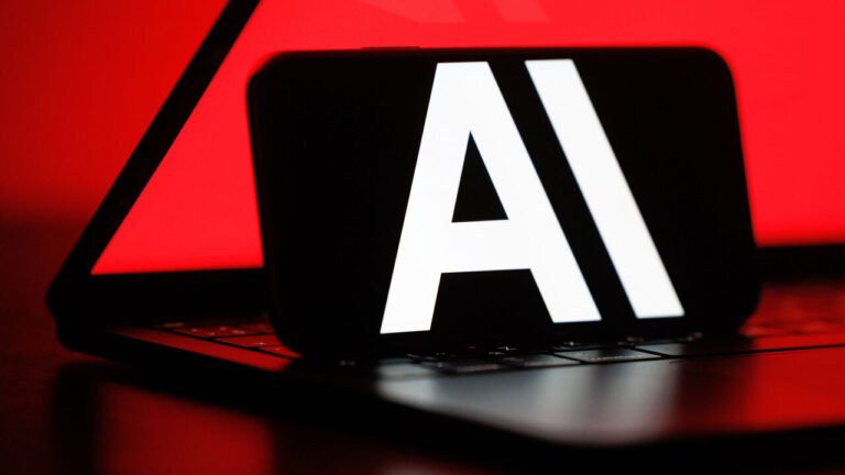 An artificial intelligence (AI) symbol on a smartphone.