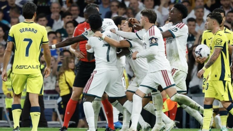 Real Madrid edge Villarreal, Vinicius sent off